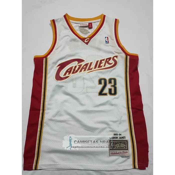 Camiseta Cleveland Cavaliers LeBron James NO 23 Mitchell & Ness 2003-04 Blanco